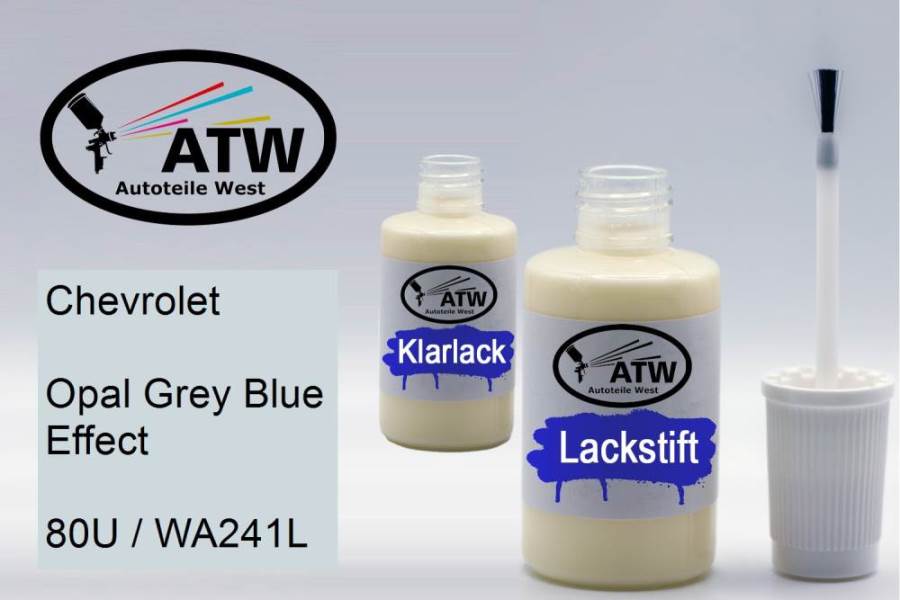 Chevrolet, Opal Grey Blue Effect, 80U / WA241L: 20ml Lackstift + 20ml Klarlack - Set, von ATW Autoteile West.
